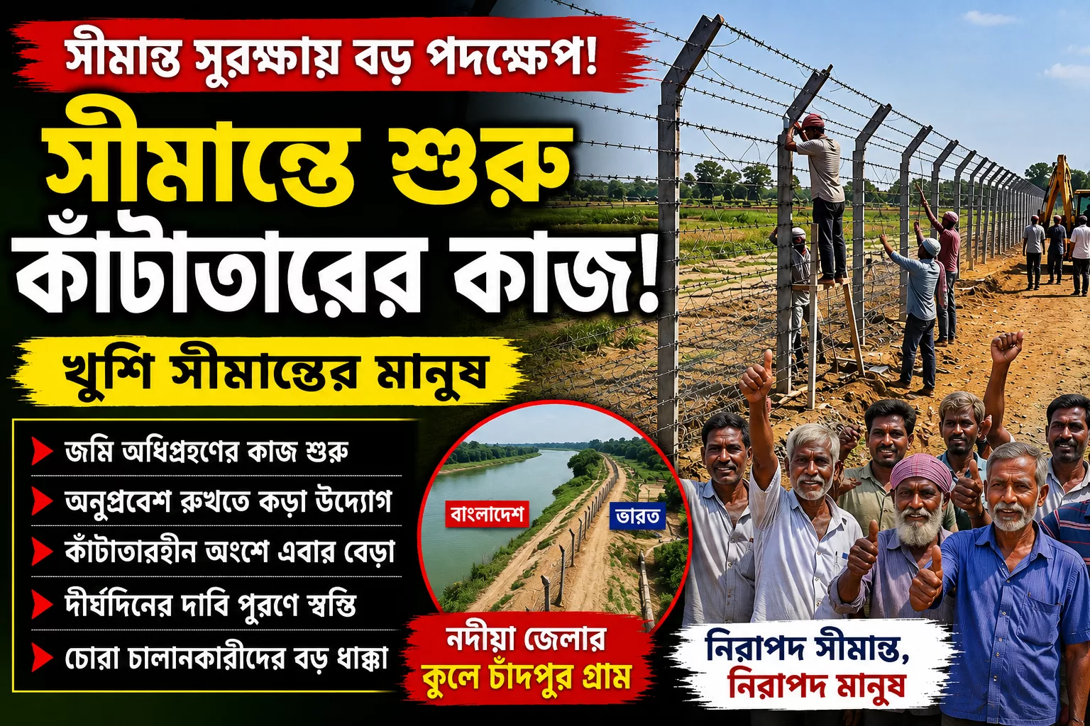 সীমান্ত সুরক্ষায় শুরু কাঁটাতার, খুশি সীমান্তবাসী