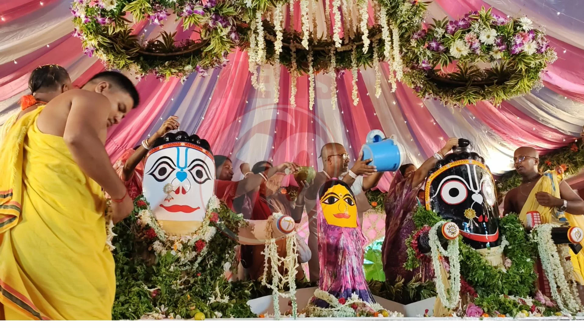 মায়াপুর ইসকনের রাজাপুর জগন্নাথ মন্দিরে ঐতিহ্যবাহী স্নানযাত্রা, ভক্তদের ঢল