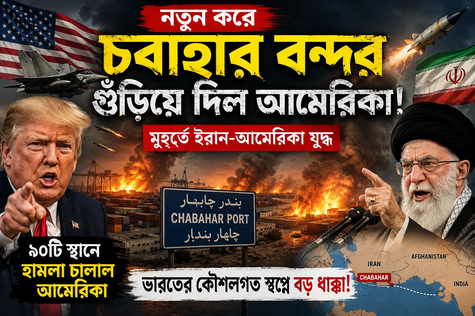 চবাহার বন্দরে ধ্বংসযজ্ঞ ! মার্কিন হামলায় বড় ধাক্কা