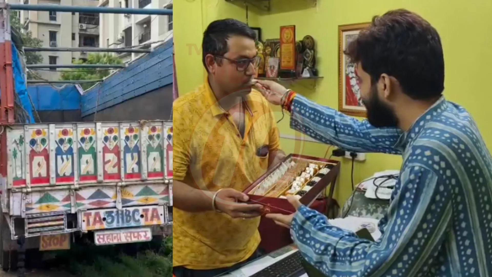 গরু পাচার রুখে দেওয়ায় পুলিশকে মিষ্টিমুখ বিজেপি যুবনেতার