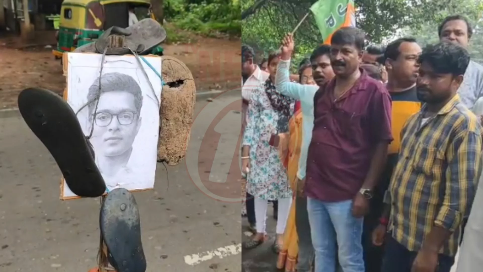 দুর্গাপুরে অভিষেক বন্দ্যোপাধ্যায়ের ছবিতে জুতোর মালা-ডিম !